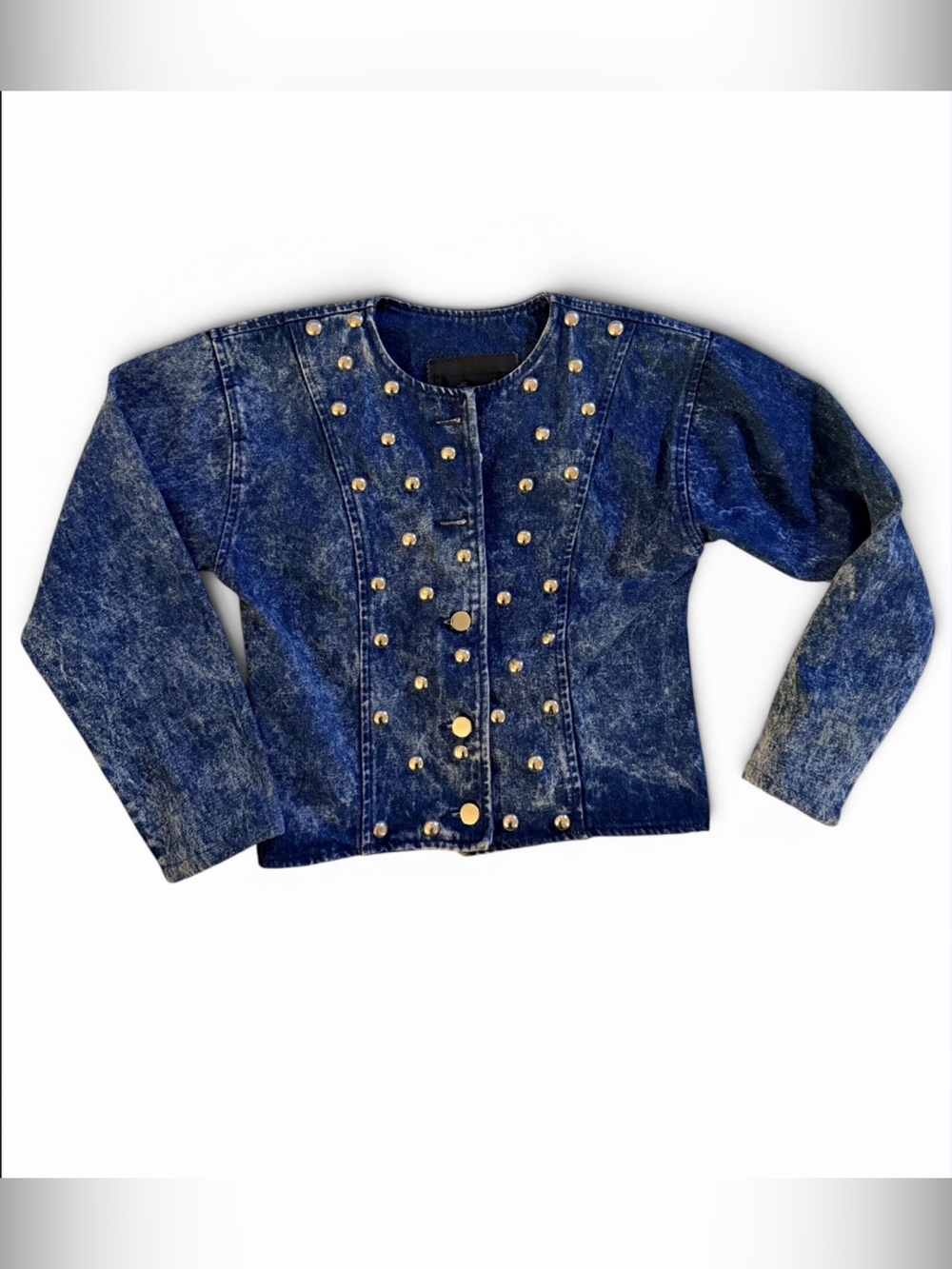 Vintage 80s Garoch studded denim cropped jacket S